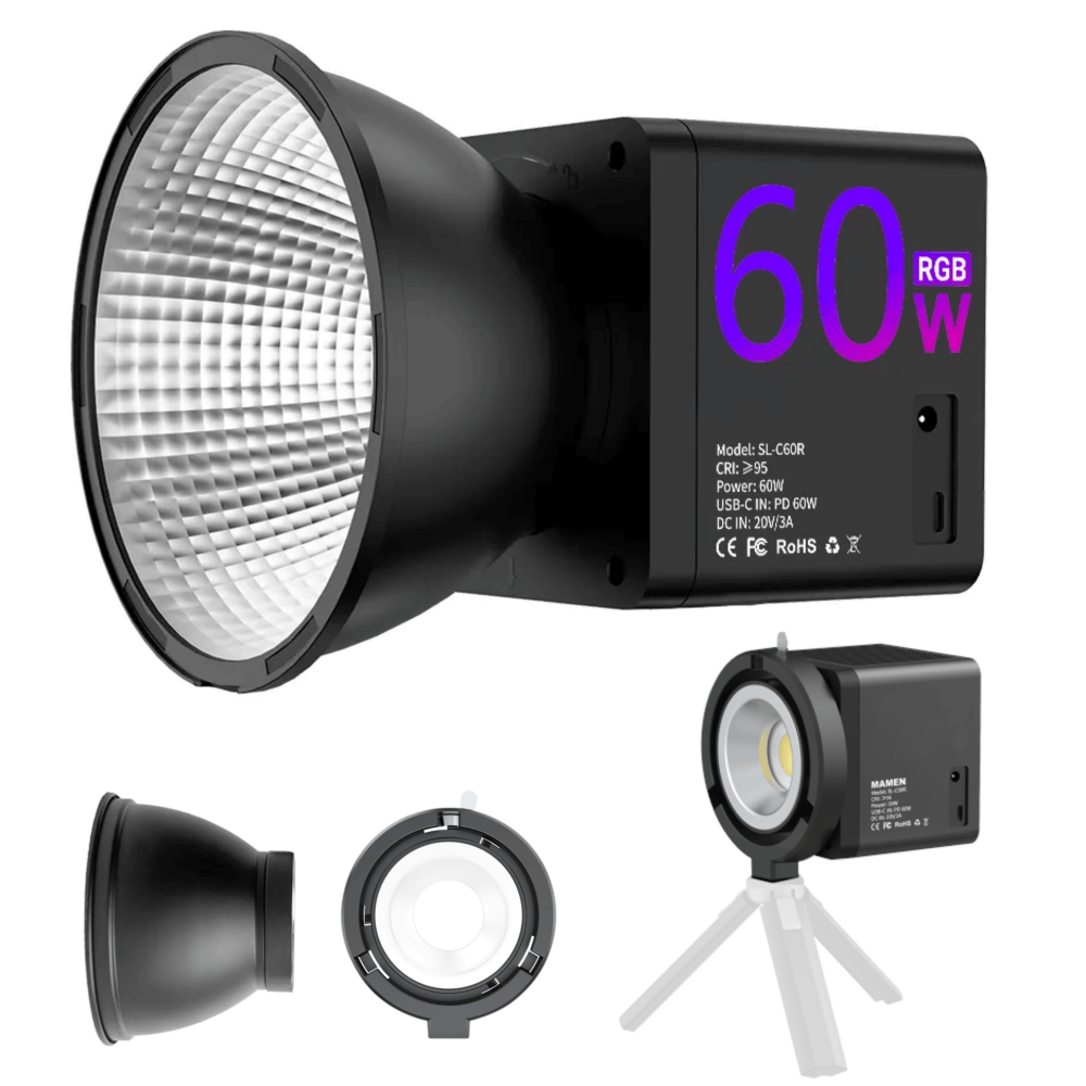Iluminador-LED-Mamen-SL-C60R-COB-Spotlight-RGB-60W-com-Adaptador-Bowens-Bivolt -1- Iluminador-LED-Mamen-SL-C60R-COB-Spotlight-RGB-60W-com-Adaptador-Bowens-Bivolt -1-